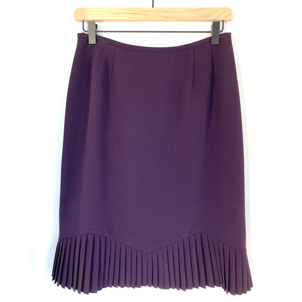 Albert Nippon Plum Pleated Pencil  Secretary Skirt Size 8 Petite
